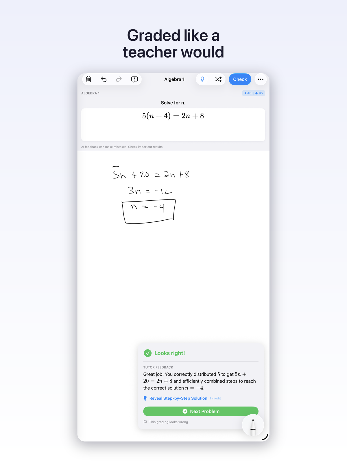 EulerPad line-by-line verification showing checked steps